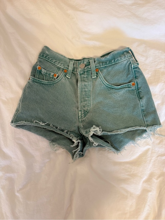 Levi's Pants - Levi's Washed Teal High-Rise Cutoff Denim Shorts
